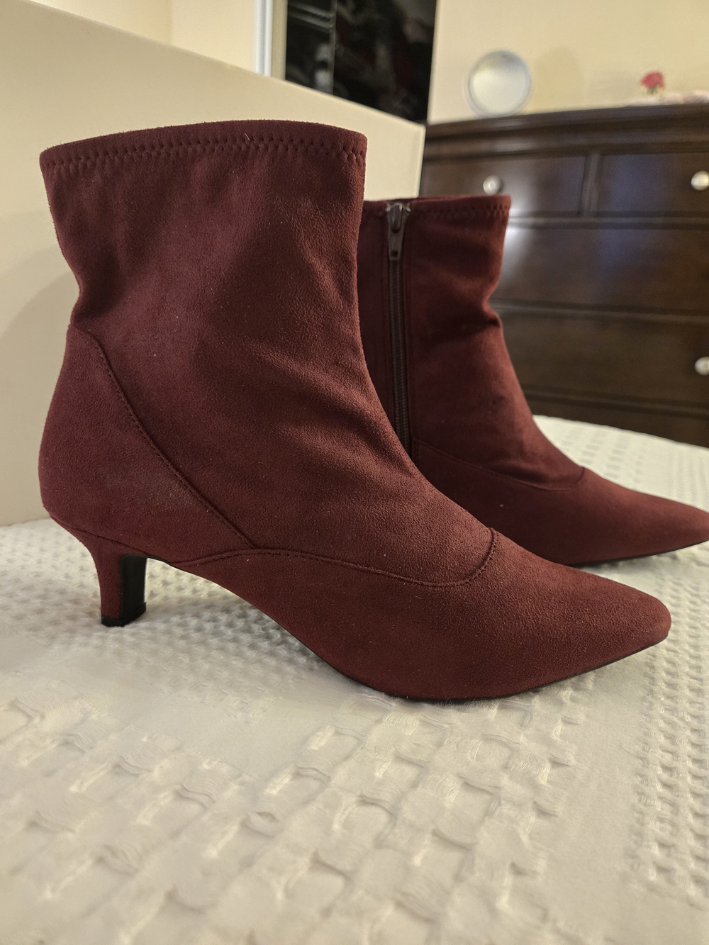 Rockport Women's Burgundy Suede Side-Zip Ankle Boots - Picture 5 of 5